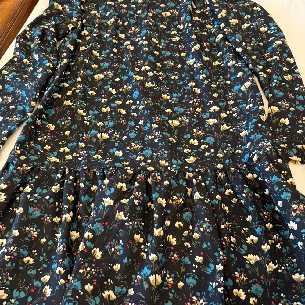 Philosophy Black Floral Dress with Blue Accents